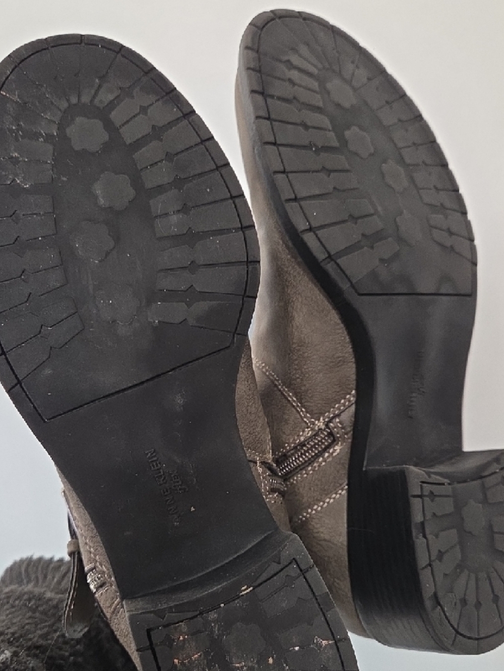 Anne Klein Gray Faux Leather Mid-Calf Buckle Boots Size 8.5 - Picture 7 of 8